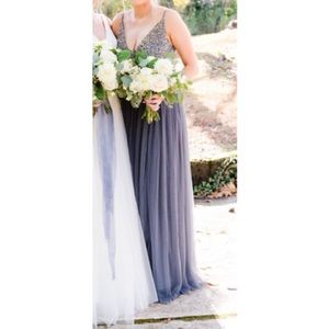 BHLDN Dusty Blue Dress, Size 10